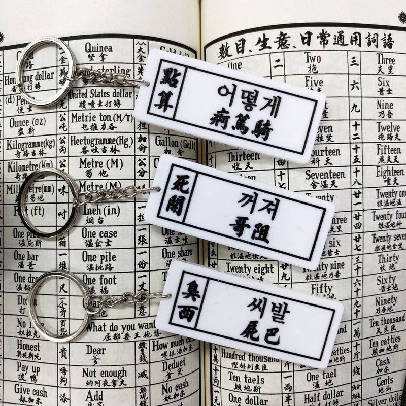 屍巴  哥阻 疴篤騎【通勝教韓文單面匙扣系列】 - 鑰匙圈/鑰匙包 - 壓克力 