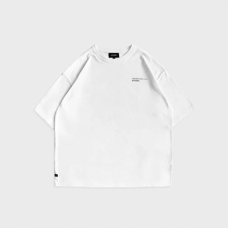 DYCTEAM - DL Drop Shoulder Slogan TEE (white) - เสื้อยืดผู้ชาย - ผ้าฝ้าย/ผ้าลินิน ขาว