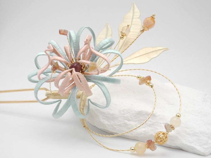 [Fireworks] Summer fireworks style flower hairpin hair accessories with natural stone - Hair Accessories - Thread Multicolor