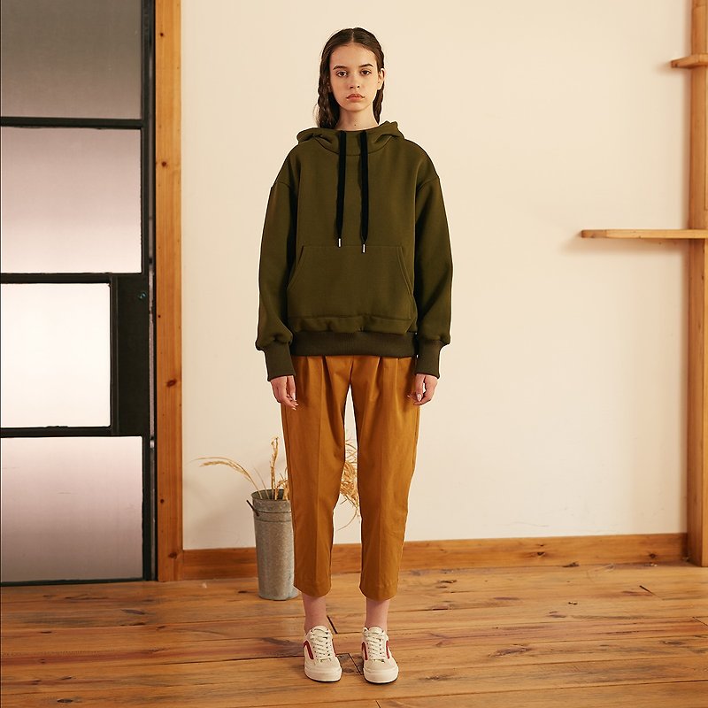Cotton padded fleece hooded sweater - Unisex Hoodies & T-Shirts - Cotton & Hemp Green