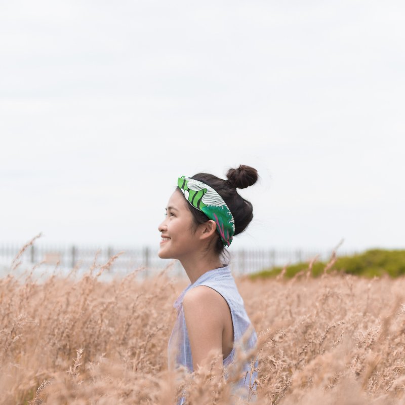 Aomori Mini Towel Hat x Finland Series Elastic Handmade Hairband - Headbands - Cotton & Hemp Green