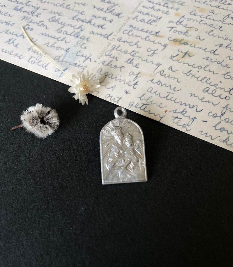 Antique Vintage Silver Double Sided Jesus Pope Faith Cross Pendant CH65 - Necklaces - Other Metals Silver