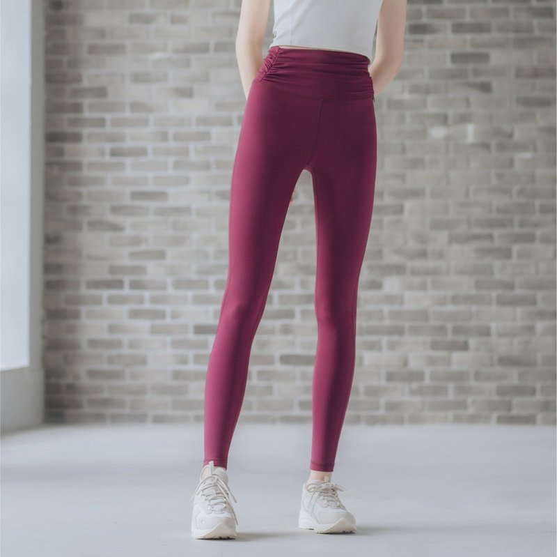 【MACACA】Pleated Full Pants-AKE7973 Purple - Women's Sportswear Bottoms - Nylon Red