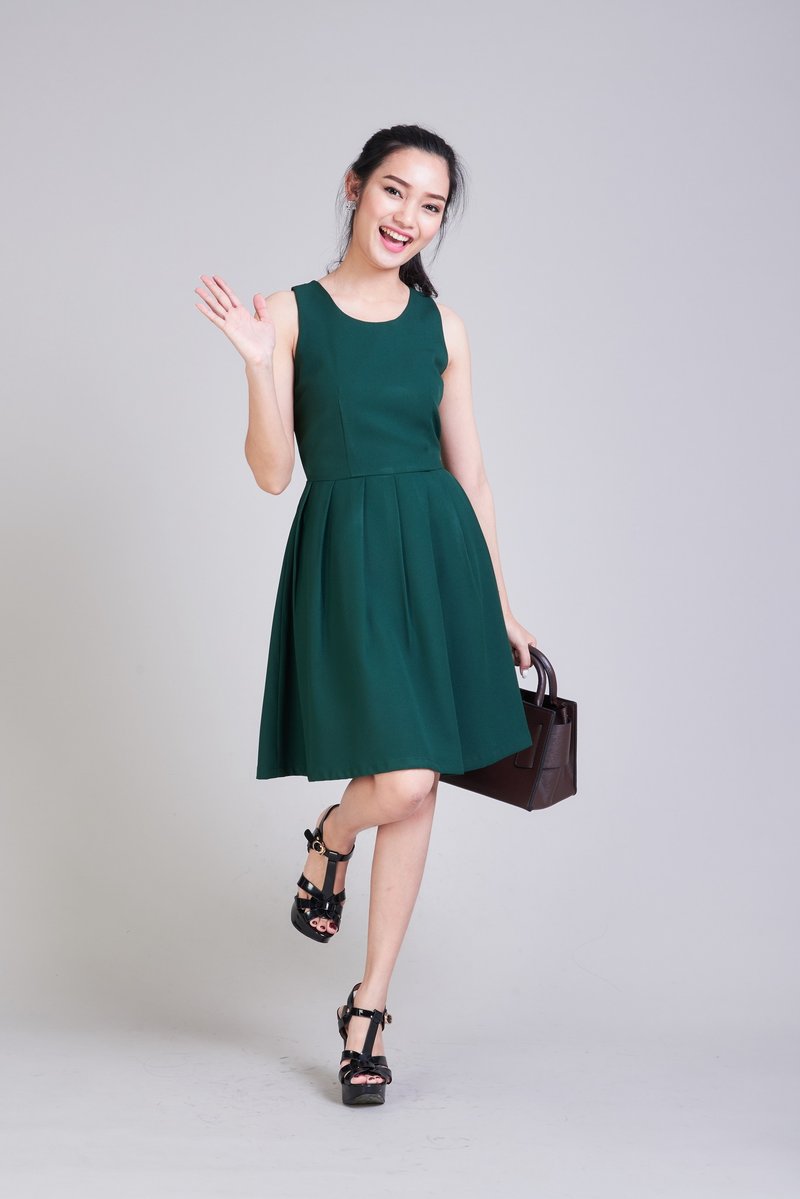 Backless Dress Party Dress Green Dress Vintage Style Prom Dress Bridesmaid Dress - 洋裝/連身裙 - 其他材質 綠色