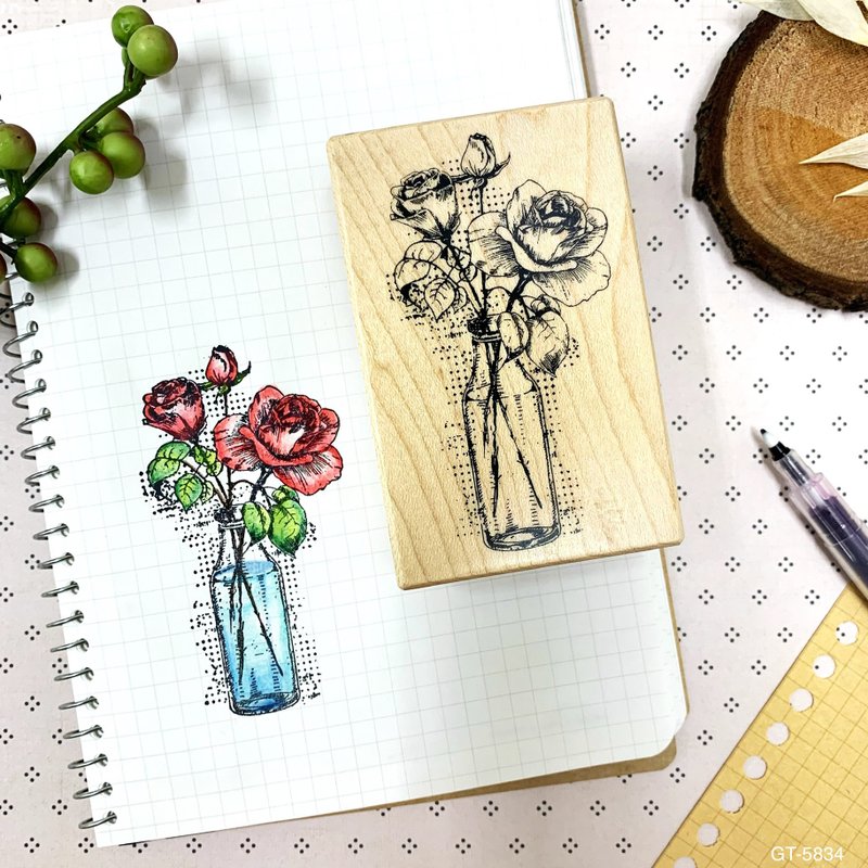 Maple Stamp- Rose in Water Bottle GT-5834 - Stamps & Stamp Pads - Wood 