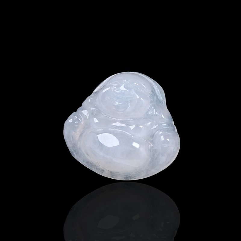 Ice Jadeite Maitreya Buddha Necklace | Stone| Natural Burmese Jadeite A Grade | Gift - Necklaces - Jade White