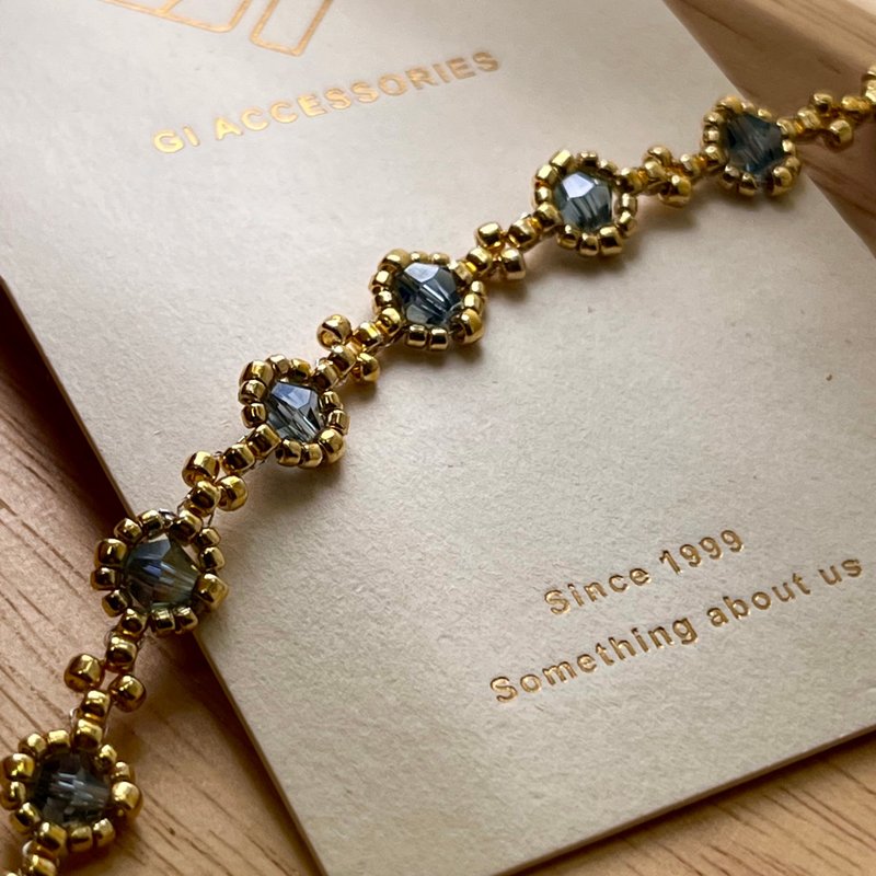 GI 設計師款 漁光曲 純銀 注金 轉運 水晶 天然晶石 - 手鍊/手環 - 珍珠 卡其色