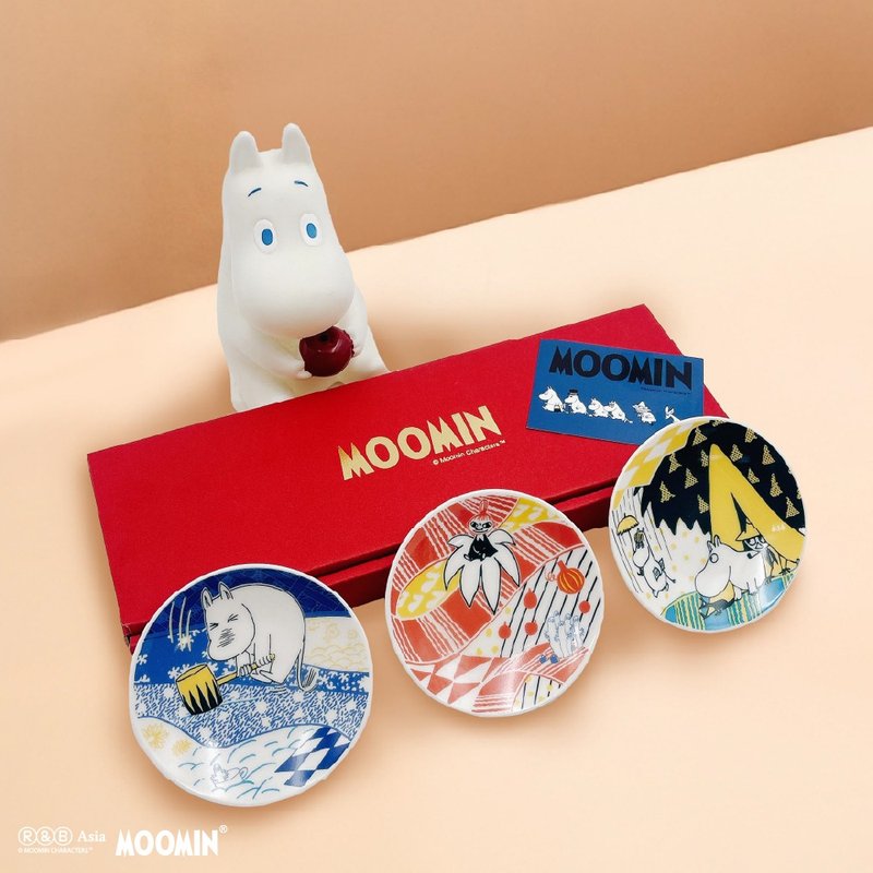 【MOOMINxJapanese yamaka】bean dish gift box sauce plate - Small Plates & Saucers - Other Materials 