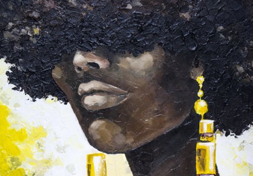 WOMAN 油絵アート アフリカ系アメリカ人女性絵画アフロ女性オリジナル油絵バルク