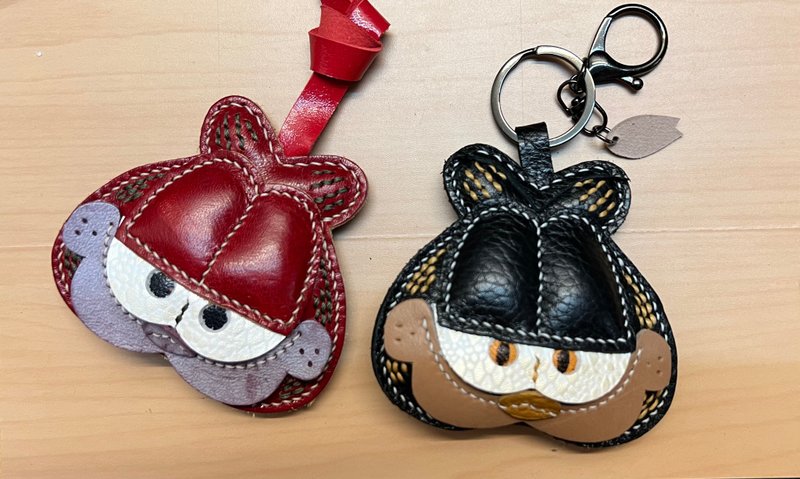 Garfield leather charm - พวงกุญแจ - หนังแท้ สีดำ