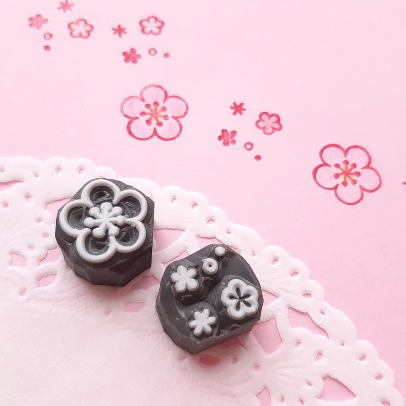 新春　梅の消しゴムはんこセット　年賀状　新年 - 印章/印台 - 橡膠 透明