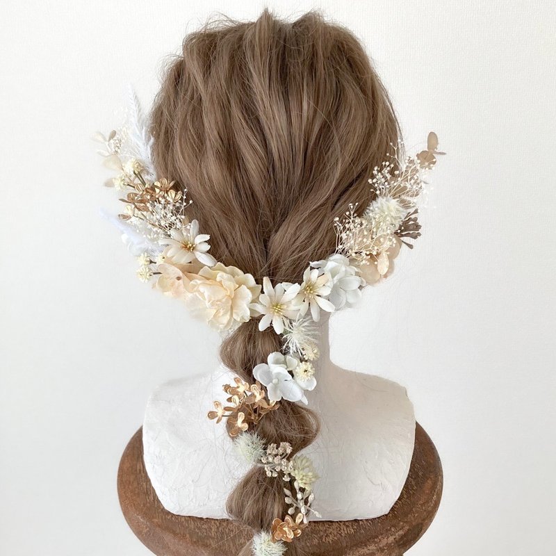 flower lover hair ornament that never withers - เครื่องประดับผม - วัสดุอื่นๆ ขาว