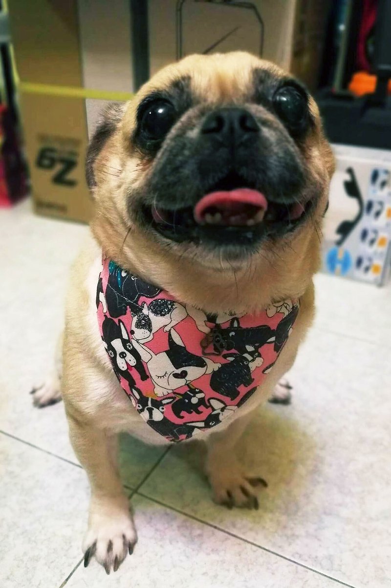 クレイジー子犬の写真三角スカーフ首輪犬の首ストラップS / M / Lサイズ - 首輪・リード - コットン・麻 多色