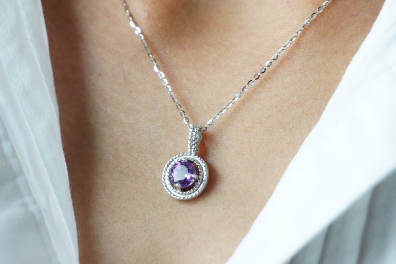 ペンダント付きネックレス、本物のアメジスト、ライトカラー、925シルバー - ネックレス - スターリングシルバー パープル