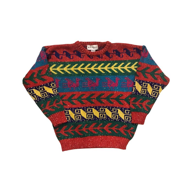 • 愛頭牌 • Vintage Christmas Sweater 古著聖誕圖騰毛衣 - 男毛衣/針織衫 - 其他人造纖維 紅色