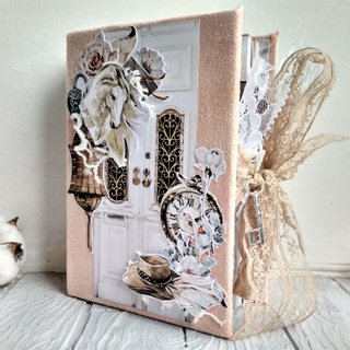Horse junk journal handmade Lace door thick junk book vintage Garden notebook