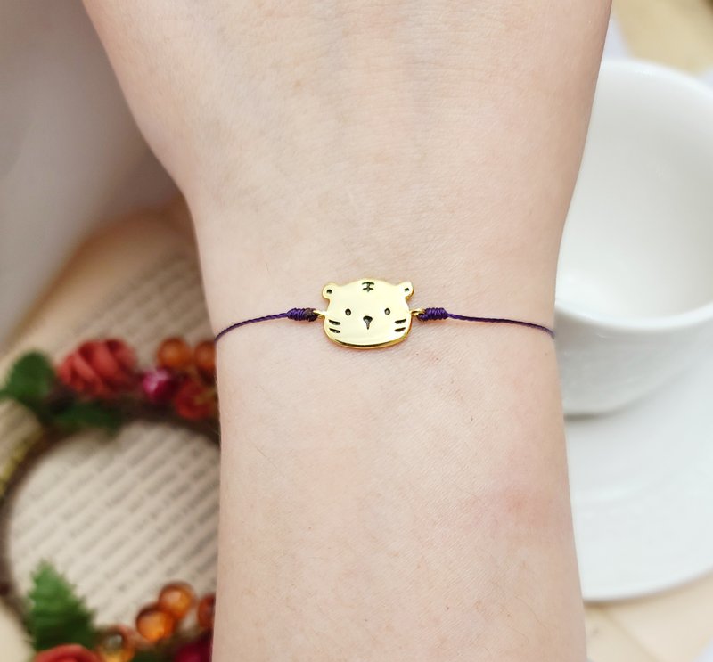 スターリングシルバー金色の虎虎年手練習手ロープレッドロープ赤い線ゴールド幸運の幸運太歳 - ブレスレット - 金属 ブルー