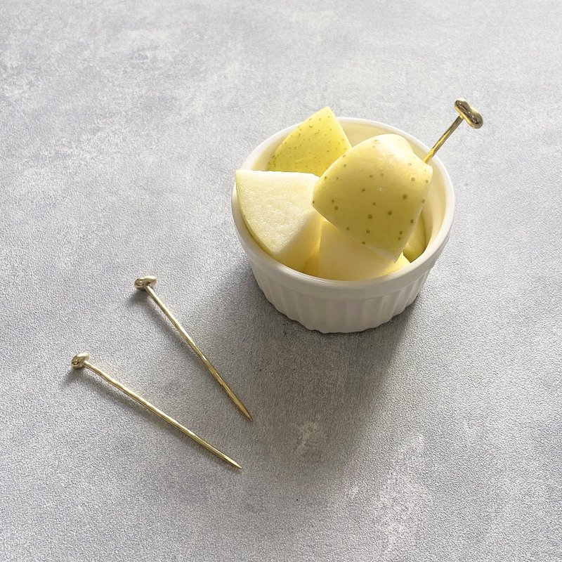 【5pieces set】真鍮ビーズの爪楊枝 - 刀叉/湯匙/餐具組 - 銅/黃銅 金色