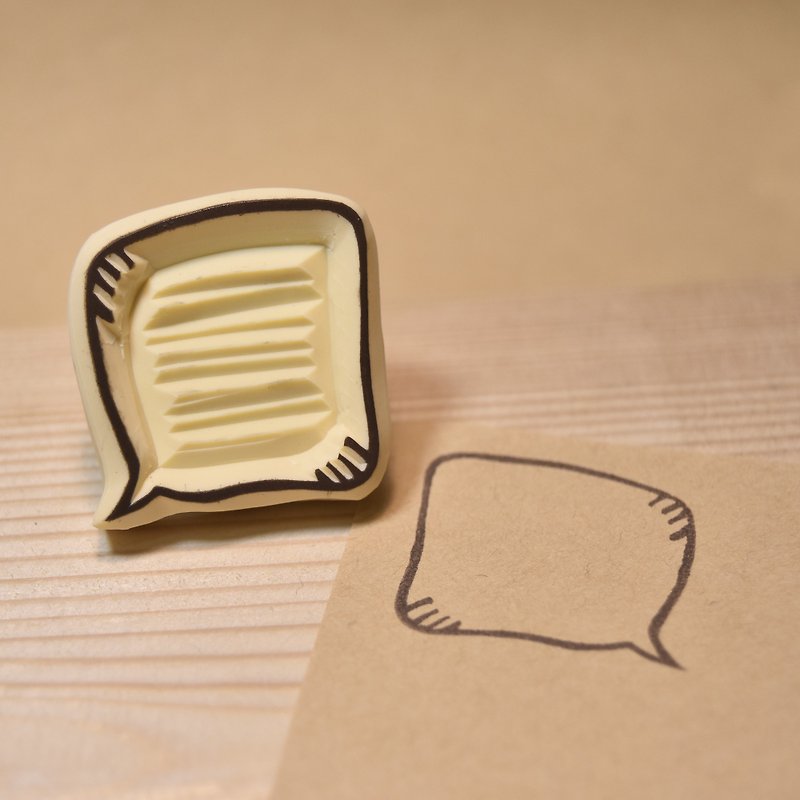 Practical dialog box <big square> handmade rubber stamp - ตราปั๊ม/สแตมป์/หมึก - ยาง สีกากี