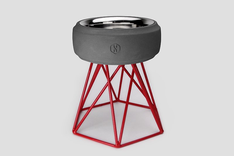 COZY 寵物碗(M2) -黑水泥 / 紅 - 寵物碗/碗架/自動餵食器 - 水泥 紅色