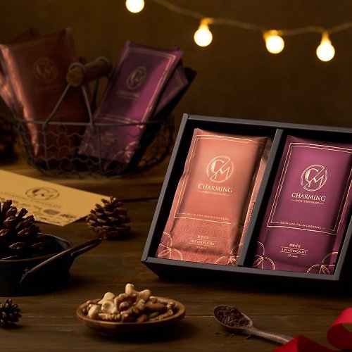 喬名巧克力Charming Chocolate 贈提袋 原味可可加堅果可可 8 入禮盒 喬名Charming 經典組合