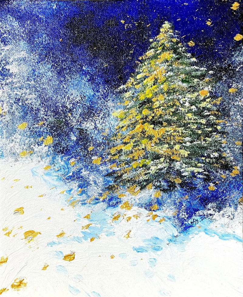 Christmas Illustration/ Acrylic Painting/Canvas Board (3F 27x22cm) - Posters - Cotton & Hemp 