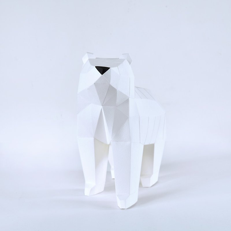 3D紙模型-做到好成品-動物系列-北極白熊大白-擺飾拍照小物 - 木工/竹藝/紙雕 - 紙 白色