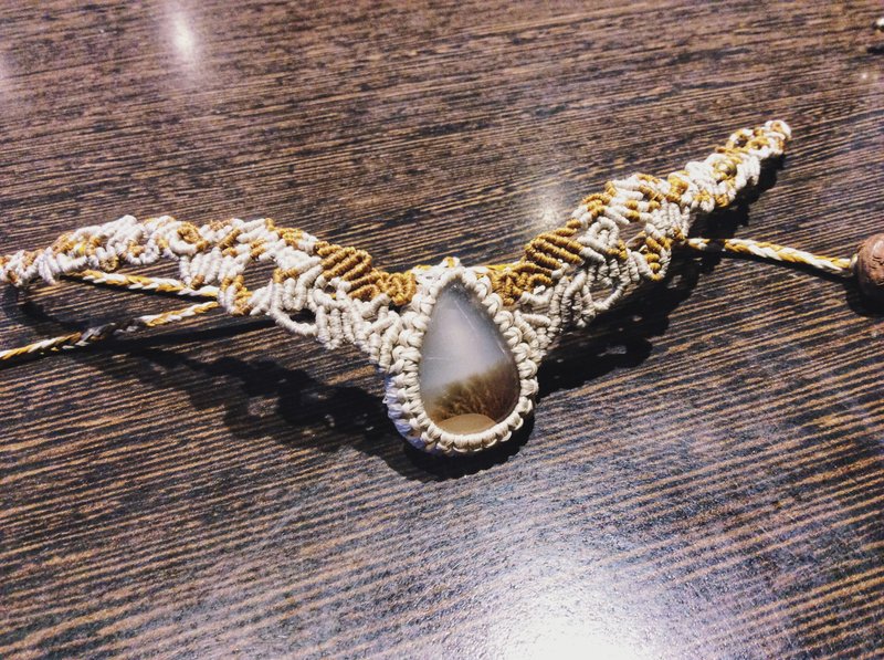 Marine Chalcedony Woven Necklace - Necklaces - Gemstone White