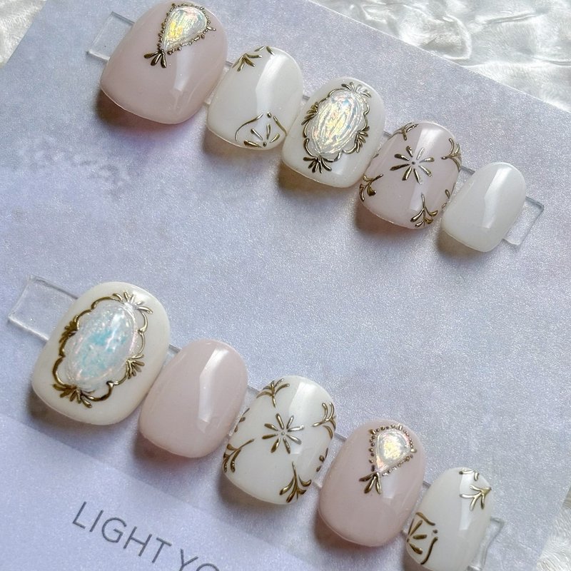 Moroccan Gemstone tile nails/wearable nails/customized nail patches NA91 - ยาทาเล็บ - วัสดุอื่นๆ สึชมพู