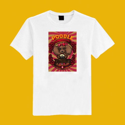 CHIC SHOP 插畫設計館 紅貴賓 復古 狗 插畫 原創 白 短T 衣服 T恤 情侶裝 童裝 母子裝