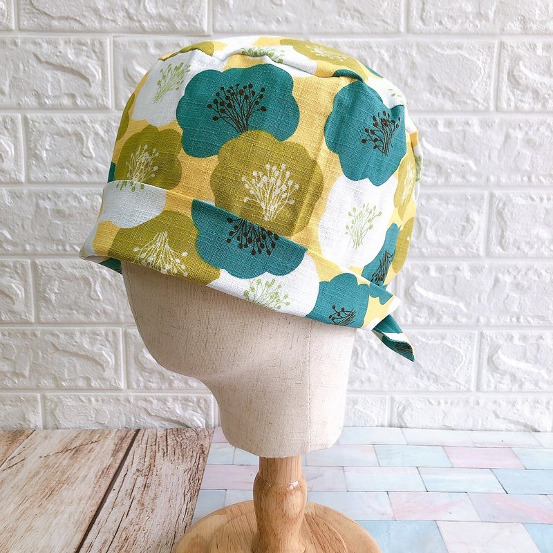 Fresh camellia-medical cap/surgical cap/baking cap - Hats & Caps - Cotton & Hemp Green