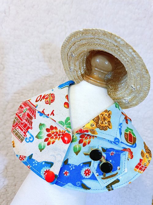 Unique Handmade HK Summer Aloha okinawa 夏老威恤衫造型頸飾 寵物 貓犬 圍巾 頸飾