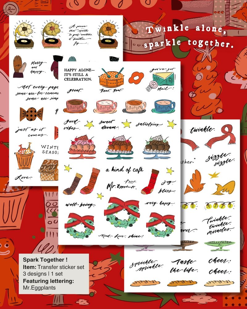 【什物】轉印貼紙三入組 | Spark Together - 貼紙 - 紙 多色