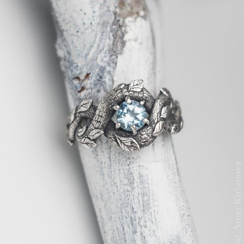 SilveryLake Dragon Ring with Blue Topaz