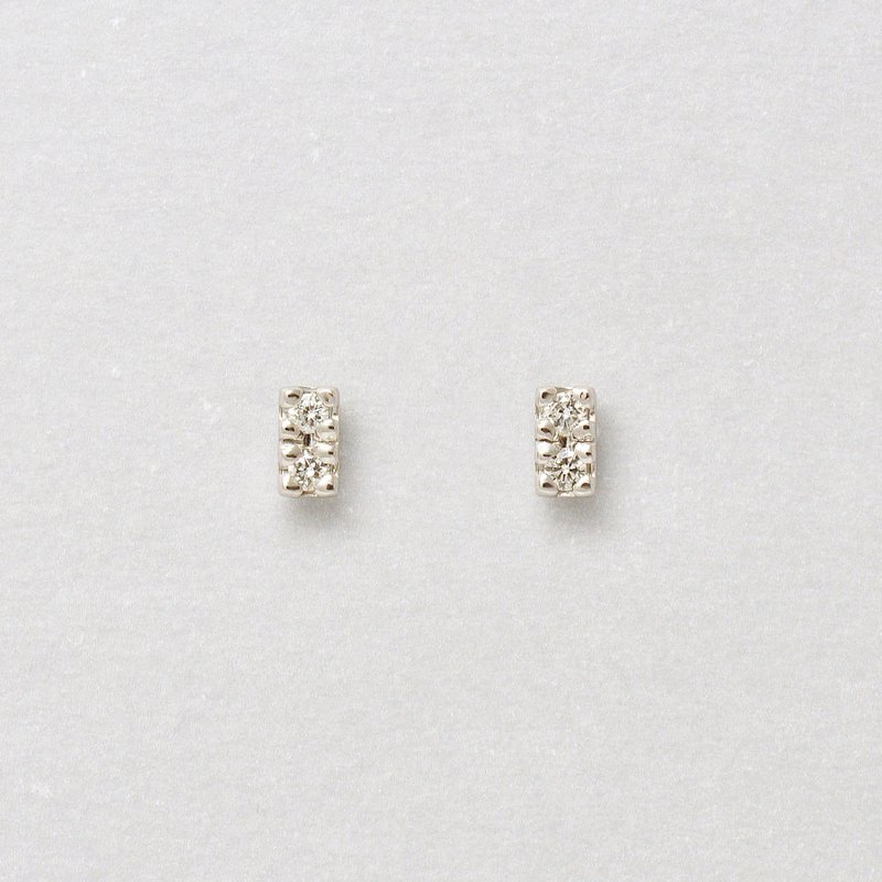 【Second Earrings】 鉑金鑽石 2 石條形耳環 0.04ct - 耳環/耳夾/耳骨夾 - 貴金屬 