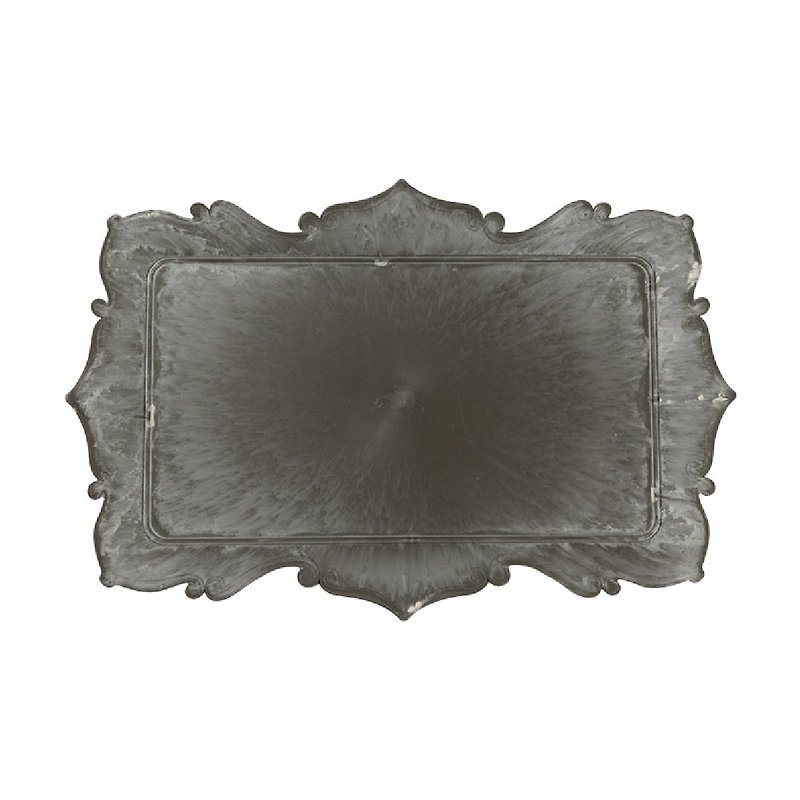 DECORATION TRAY Rectangle Vintage Embossed Decorative Tray / Rectangular - Serving Trays & Cutting Boards - Plastic Gray