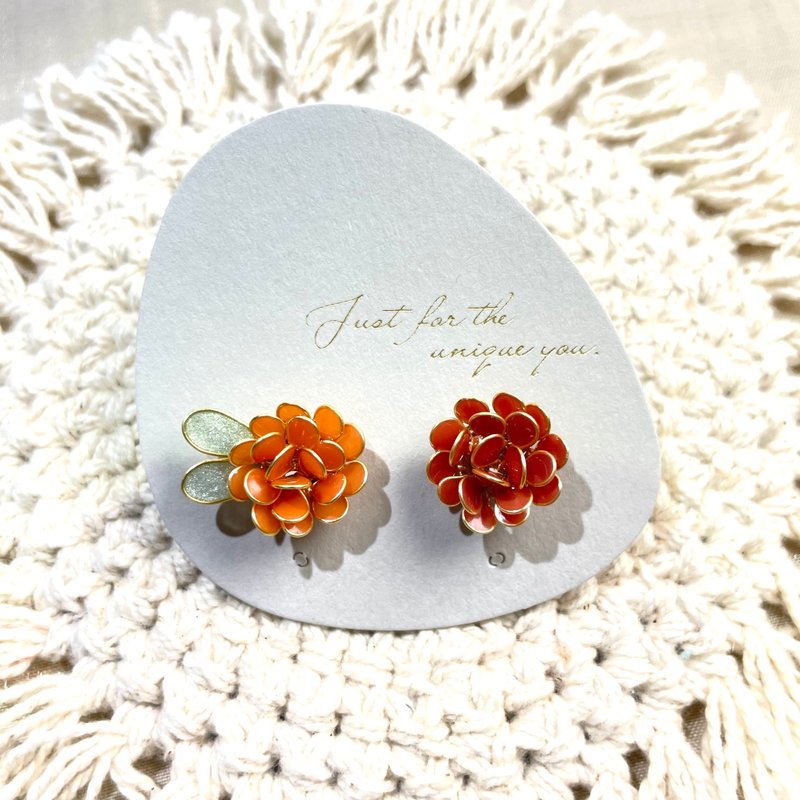 Little Flower Waltz Orange Style - ต่างหู - เรซิน สีส้ม