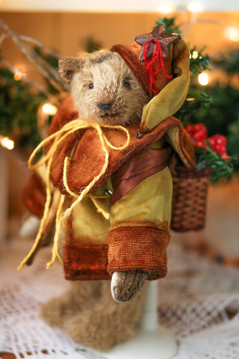 gift for Christmas, New Year Teddy Bear OOAK Handmade toy gift plushinnes toy - 玩偶/公仔 - 其他材質 