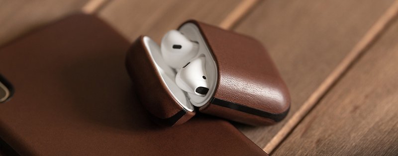 US NOMADxHORWEEN AirPods special leather protection storage box - brown (855848007953) - Watchbands - Genuine Leather Brown