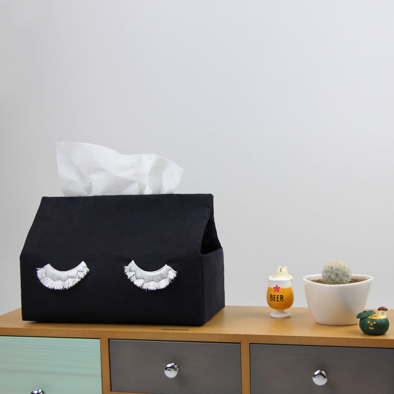 【睫毛女士】麂皮衛生紙套|好市多衛生紙套|防潑裏 - 面紙盒 - 聚酯纖維 黑色