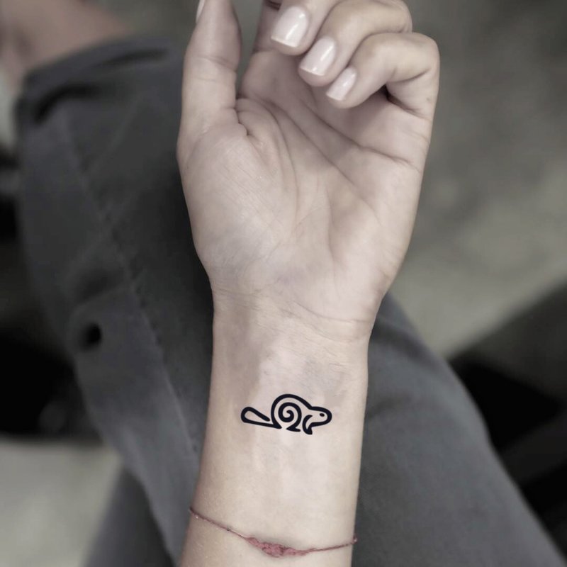 Beaver Temporary Fake Tattoo Sticker (Set of 4) - OhMyTat - Temporary Tattoos - Paper Black