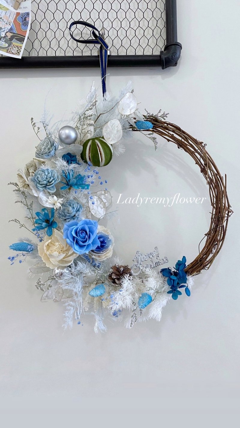 Ruimi Youhua_Customizable/30cm Everlasting Christmas Ice and Snow Nordic Winter Snowflake Christmas Wreath - Dried Flowers & Bouquets - Plants & Flowers White