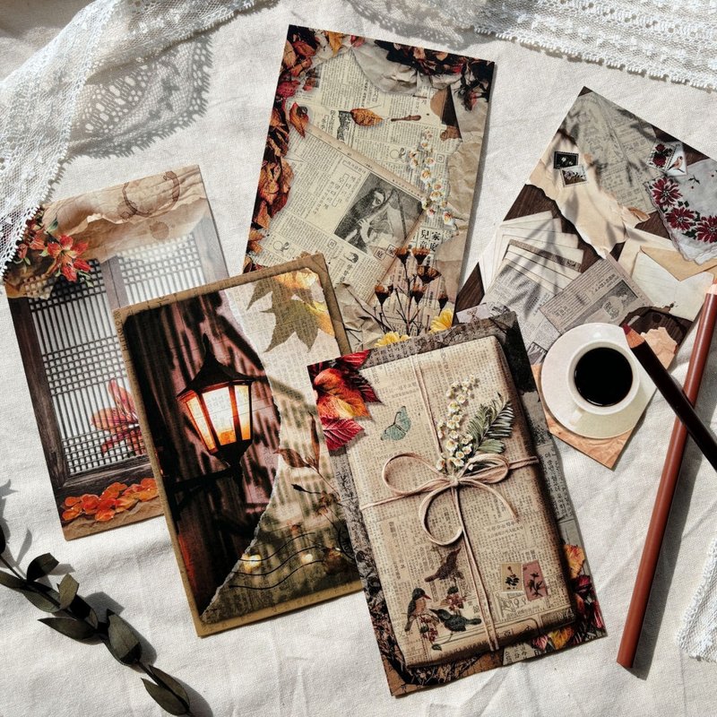 Light-Flower Cafe post card set - 卡片/明信片 - 紙 咖啡色
