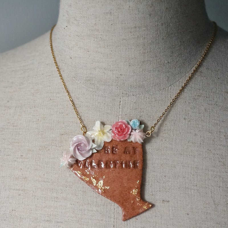 =Flower Piping= AmaHana Custom Message Bouquet Necklace - Necklaces - Clay Brown