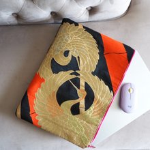 一点物】着物帯×帆布のパソコンケース クラッチバッグ 和モダン