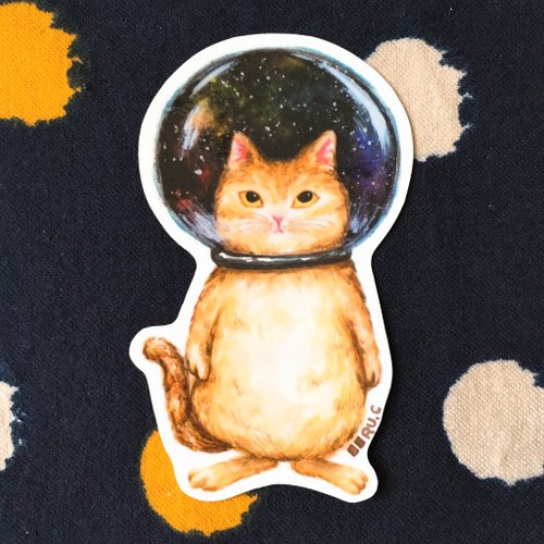 1s Goldfish (THOU.s.HAND) 玻璃球貓 宇宙貓 大貼紙