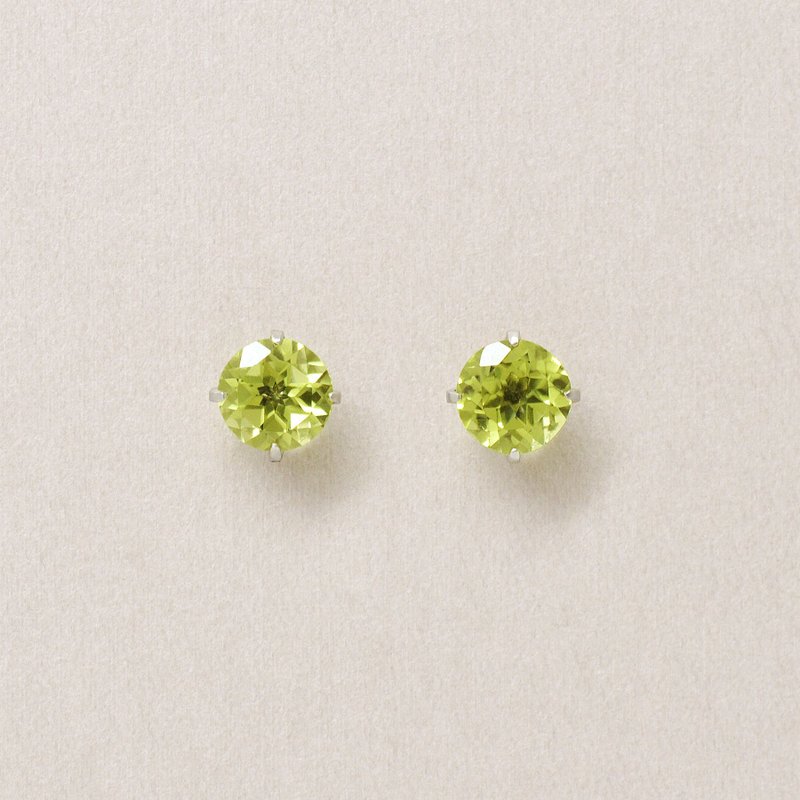 【Second Earrings】 鉑金橄欖石耳環 - 耳環/耳夾/耳骨夾 - 貴金屬 