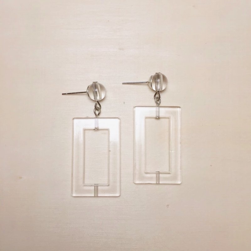 防水アクリル透明中空四角いイヤリング - ピアス・イヤリング - アクリル 透明