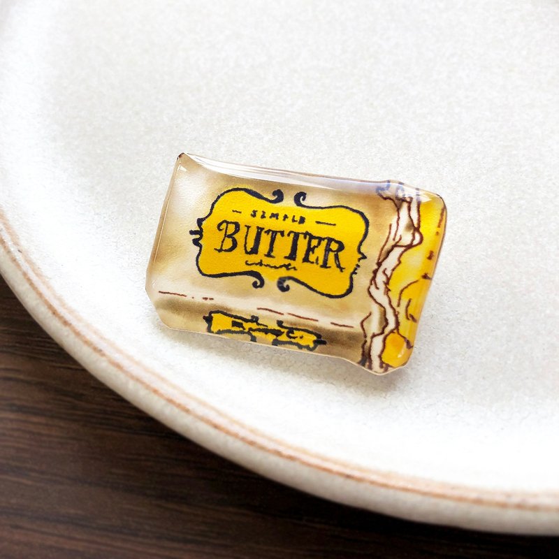 BUTTER BROOCH　パンに塗るバターブローチ - ブローチ - プラスチック イエロー
