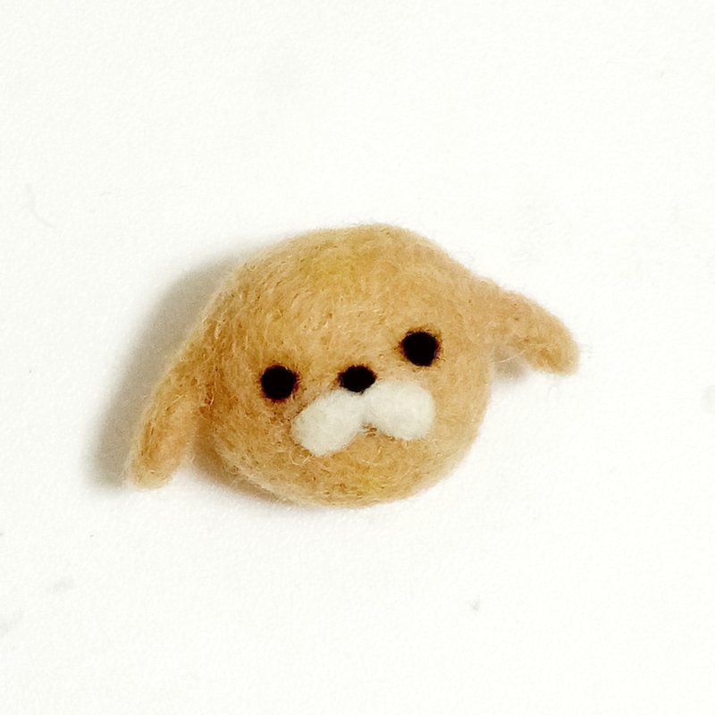 Bun Face Animal Series-Dog Wool Felt - Keychains - Wool Khaki